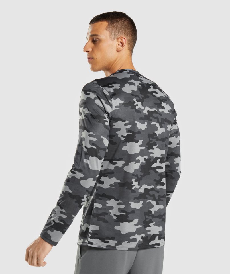 Men's Gymshark Arrival Long Sleeve T-Shirts Camo | NZ 7LSGZK